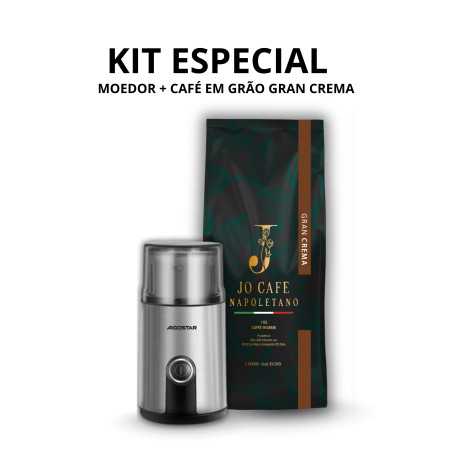 Especial kitMoedor+ café em grão gran crema